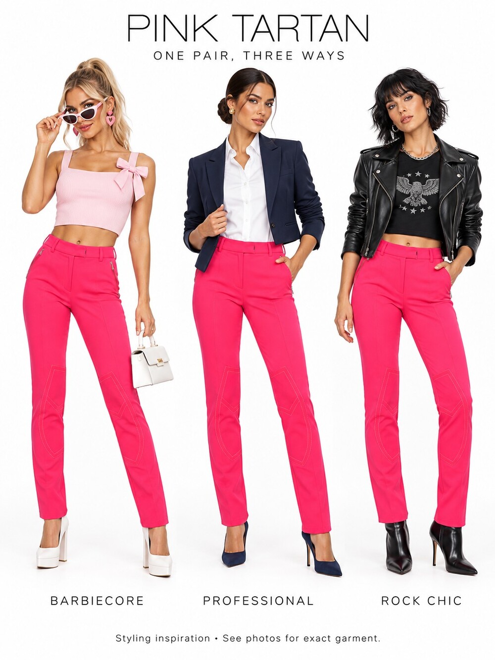 Pink Tartan Neon Pink Equestrian Style Pants XS 2 Barbiecore Retro Flurescsnt 67